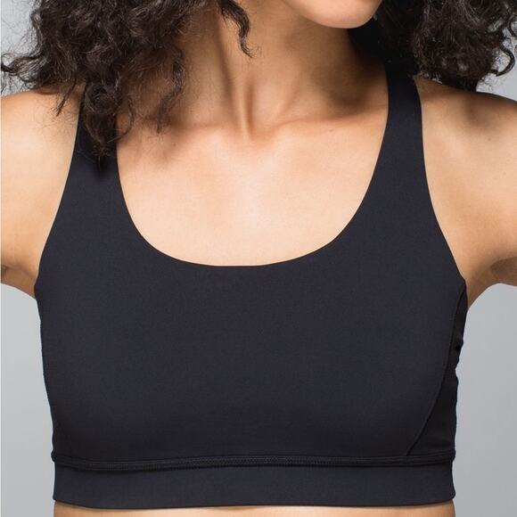 Lululemon Meesh Bra Black Mesh Keyhole Racerback Size 6 - Picture 2 of 6